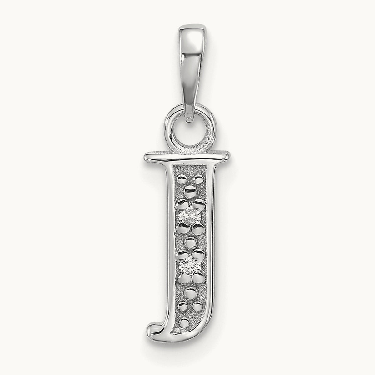 Diamond Letter J Initial Pendant, 14K White Gold