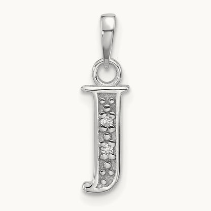 Diamond Letter J Initial Pendant, 14K White Gold