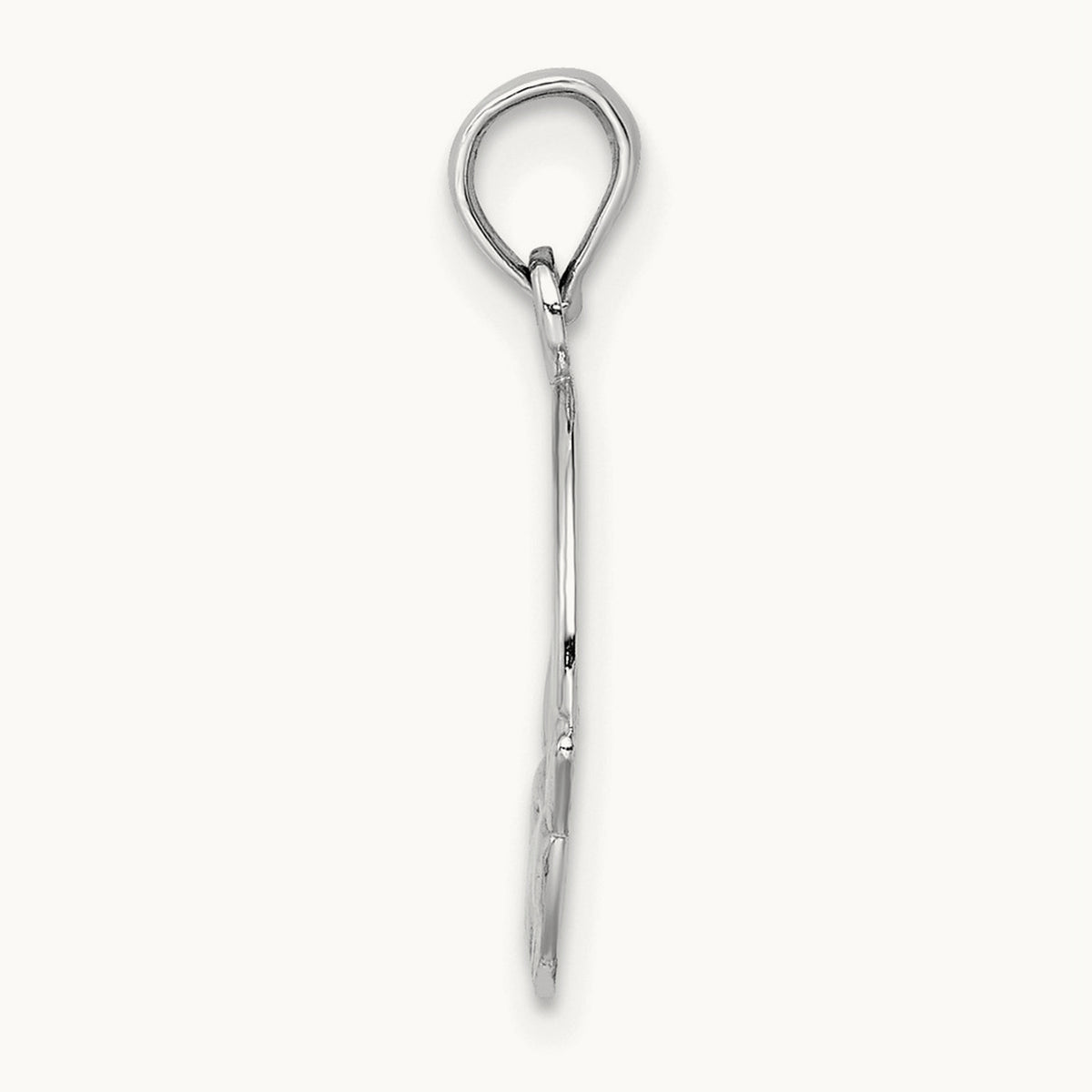 Polished Round Claddagh Charm — 14K White Gold
