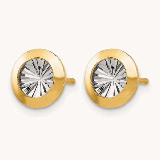Rhodium and Polished and D/C Post Earrings, 14K — Leslie's
