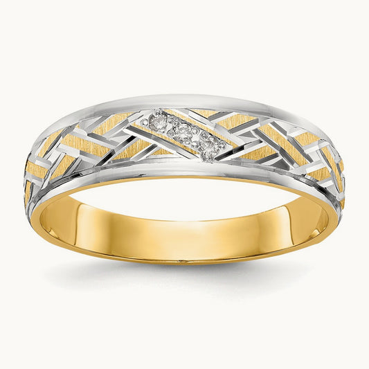 AA Quality Trio Mens Complete Wedding Band, 14K