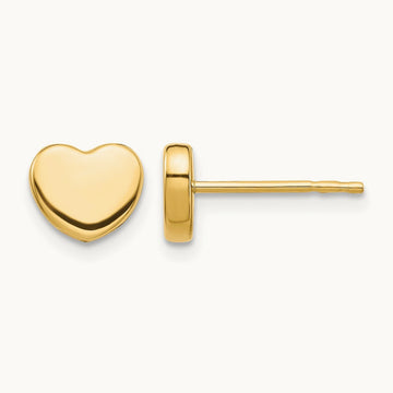 Polished Heart Post Earrings, 14K