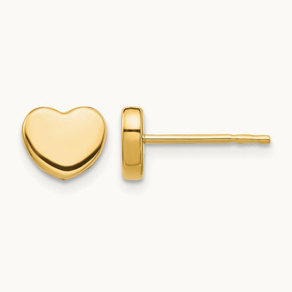 Polished Heart Post Earrings, 14K