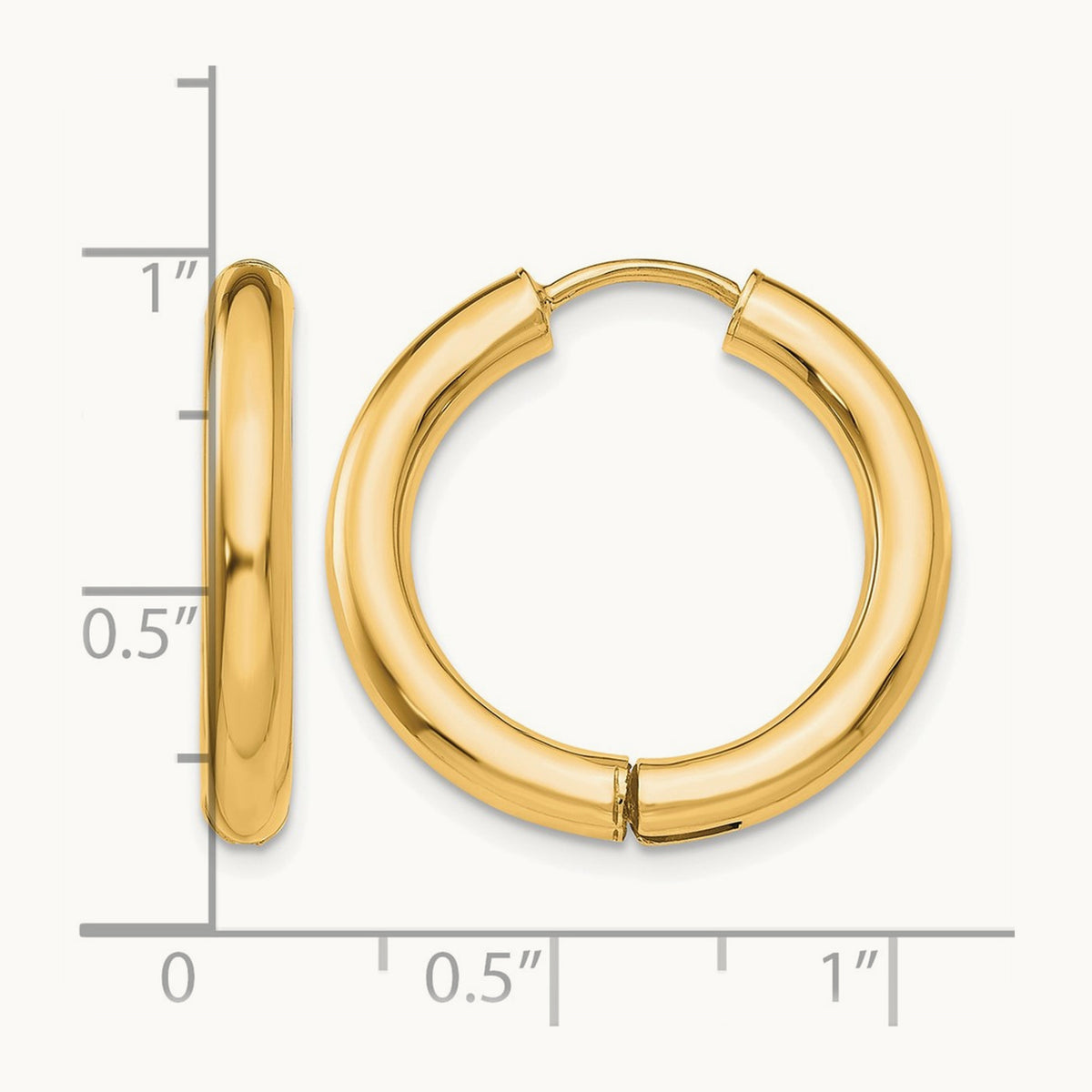 Polished Hinged Hoop Earrings, 14K