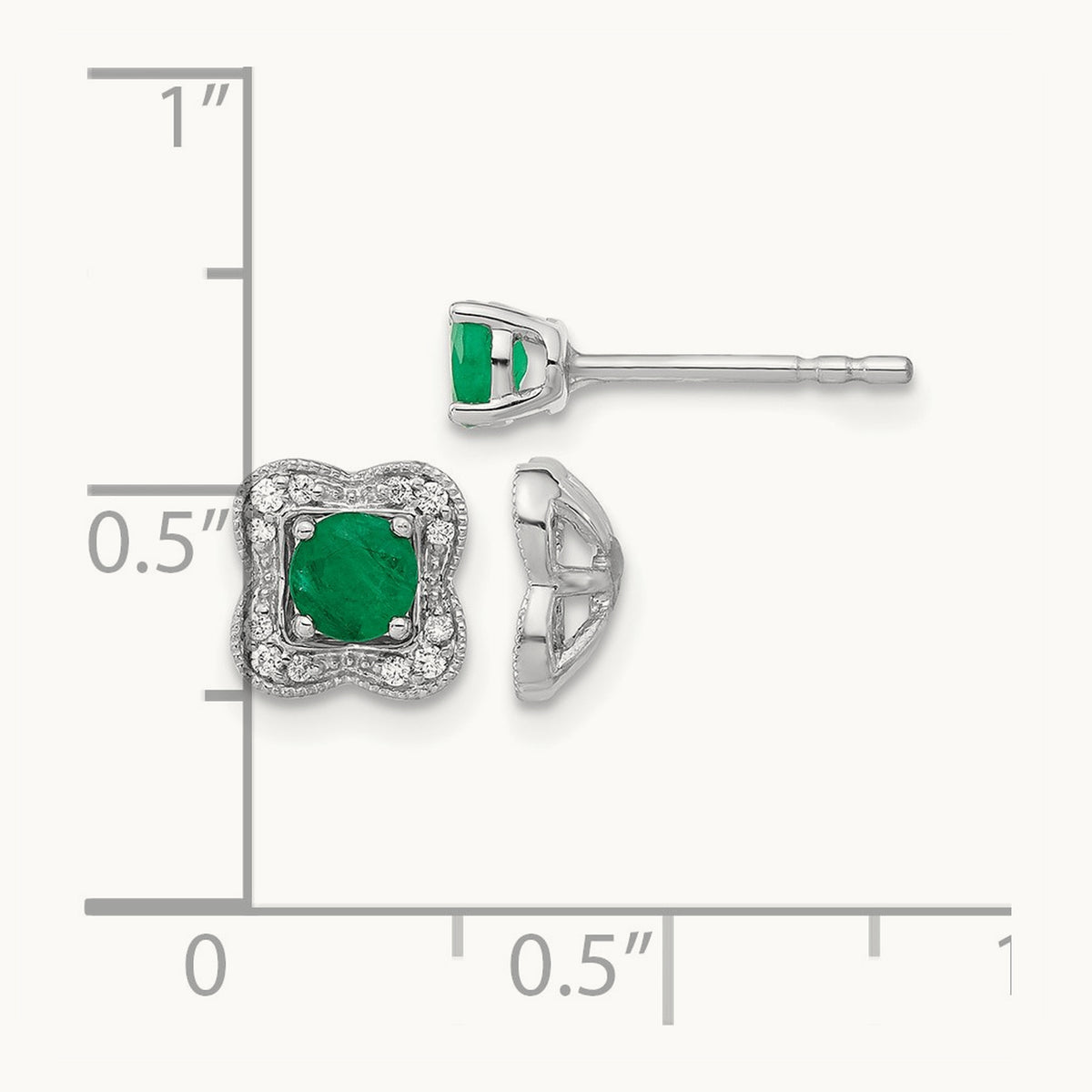 Diamond and Emerald Stud w/ Jacket Earrings — photo set