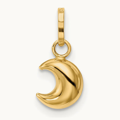 Polished Puffed Moon Charm, 14K