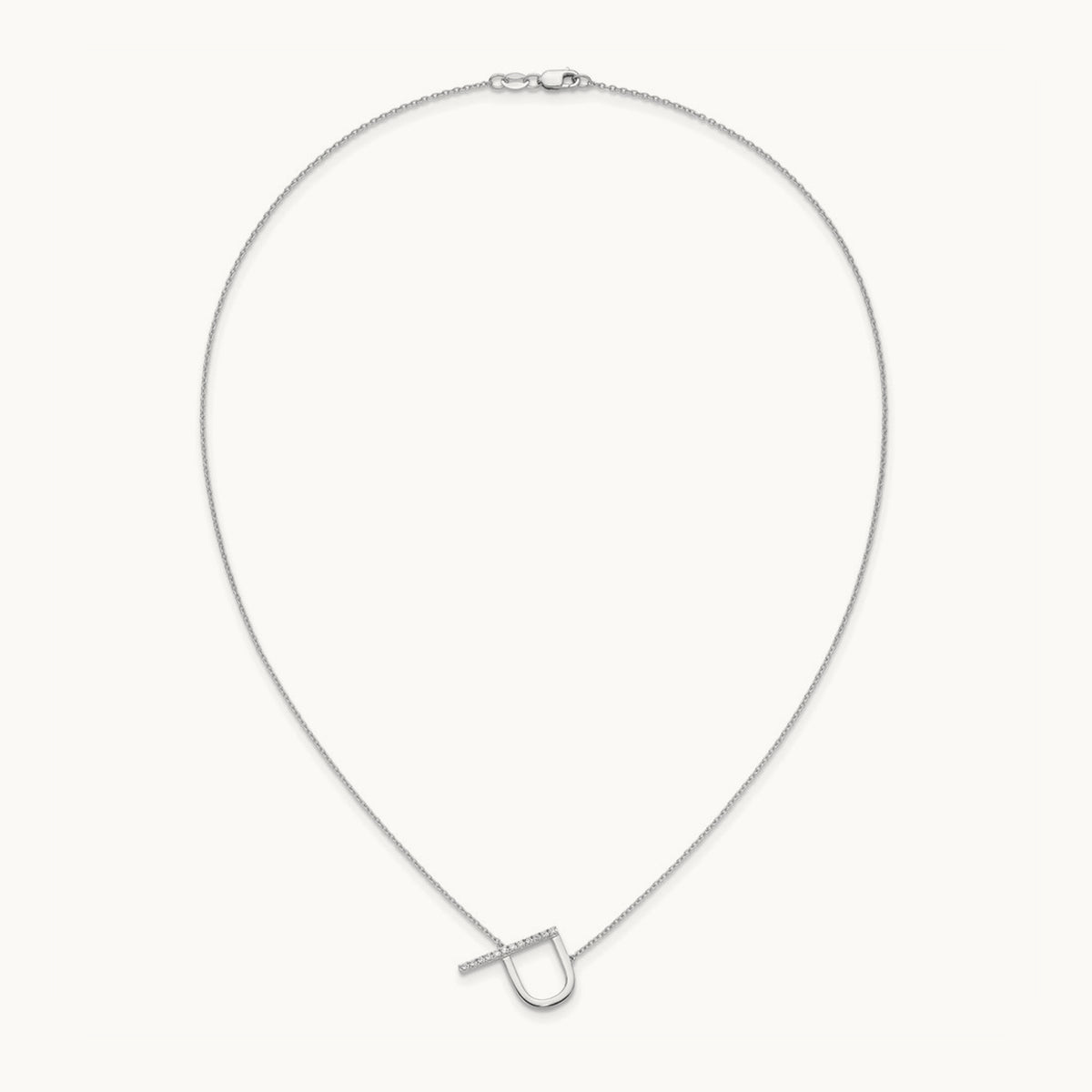 Sideways Diamond Necklace — 14K White Gold, P