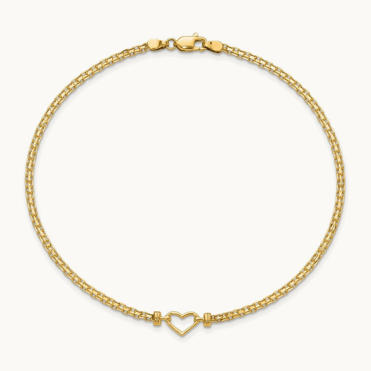 Fancy Heart 9inch Anklet, 14K