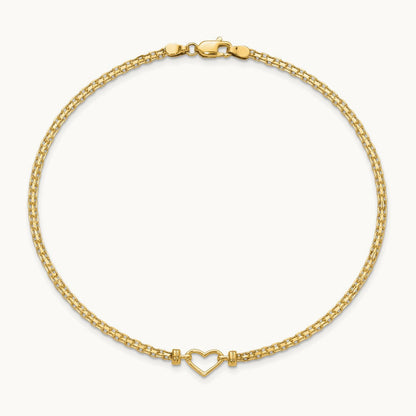 Fancy Heart 9inch Anklet, 14K