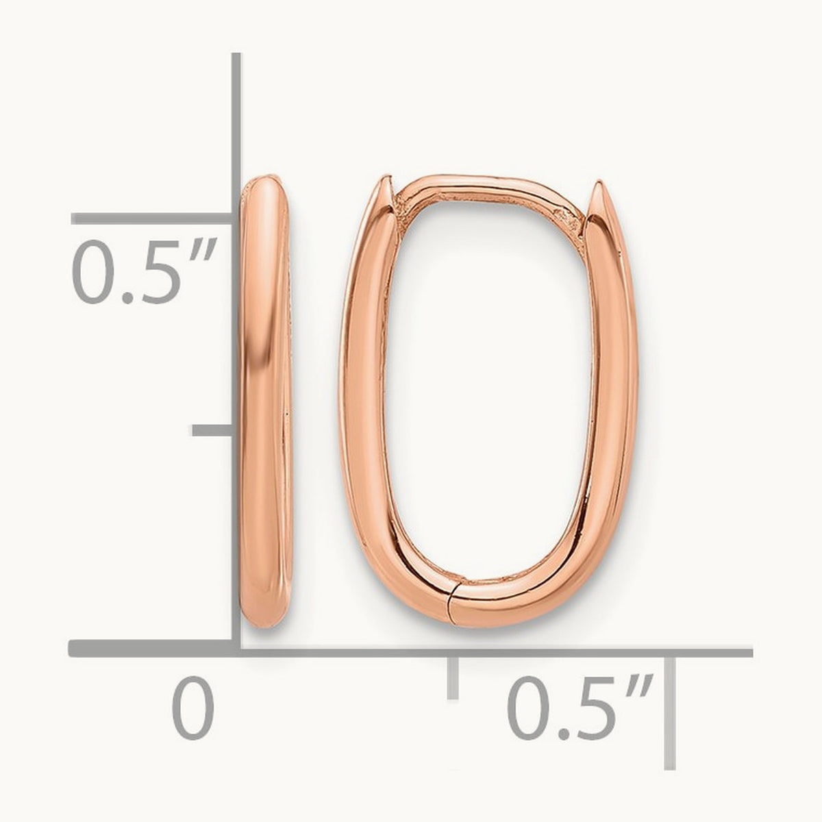Polished Oval Hinged Hoop Earrings — 14K Rose Gold, 9.25mm