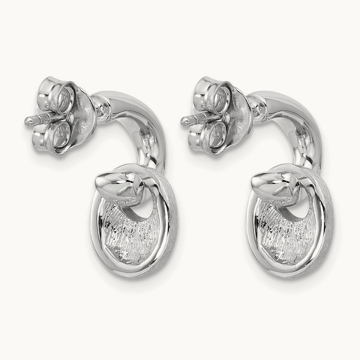 RH-plat Polish/Brush Dangle Post Earrings, Sterling Silver — Leslie's