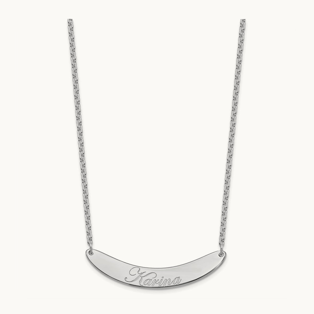 SS/Rhod-plated Medium EDWARDIAN SCRIPT Curved Bar Necklace