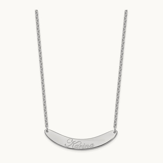 SS/Rhod-plated Medium EDWARDIAN SCRIPT Curved Bar Necklace