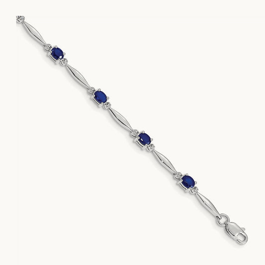 Diamond and Sapphire Bracelet, 14K White Gold