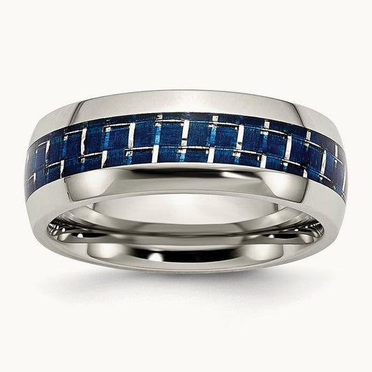 Polished with Blue Carbon Fiber Inlay Band — photo set