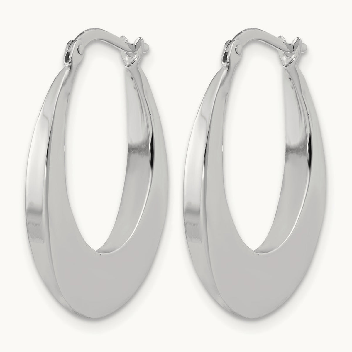 Polished Fancy Oval Hoop Earrings — Leslie's — 14K White Gold