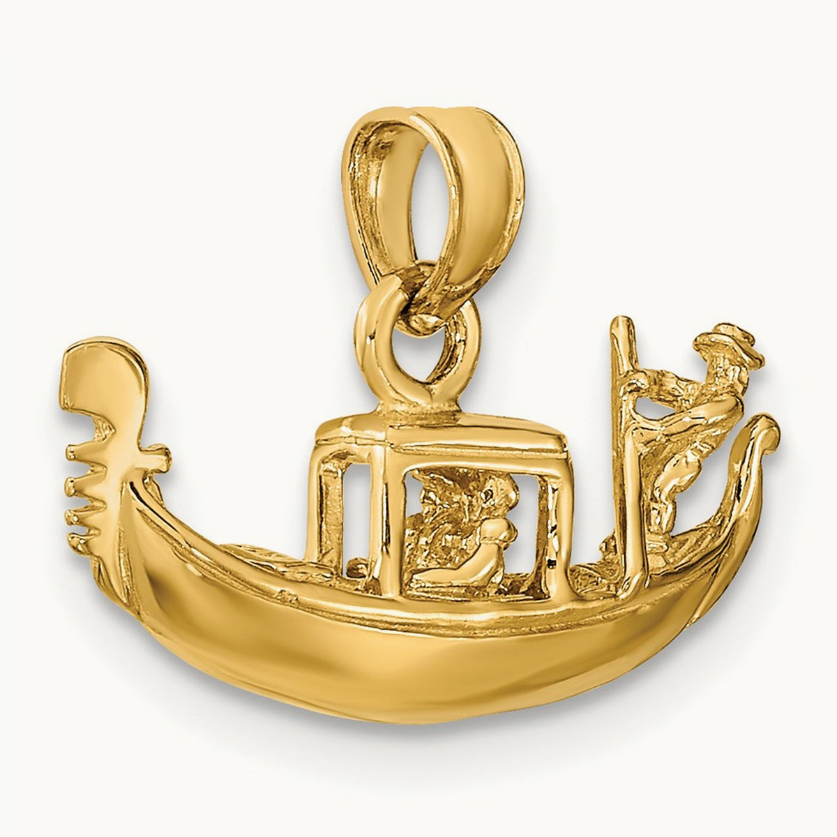 Solid Polished 3-D Gondola Pendant, 14K