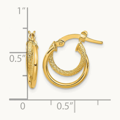 Polished Diamond-cut Hoop Earrings — 14K Yellow Gold