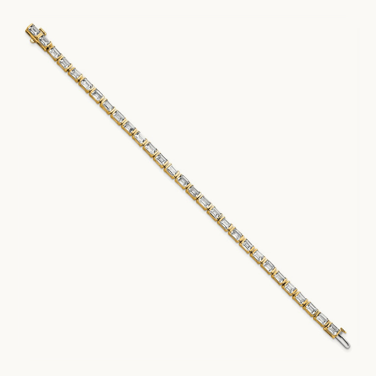 Emerald Bezel Tennis Bracelet, 10.00 ct tw Lab-Grown Diamond — 14K Yellow Gold