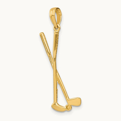 3-D Double Golf Clubs with Ball Charm, 14K
