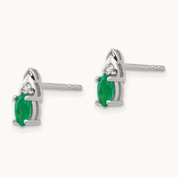Emerald and Diamond Post Earrings — photo set