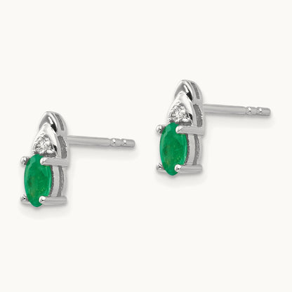 Emerald and Diamond Post Earrings — photo set