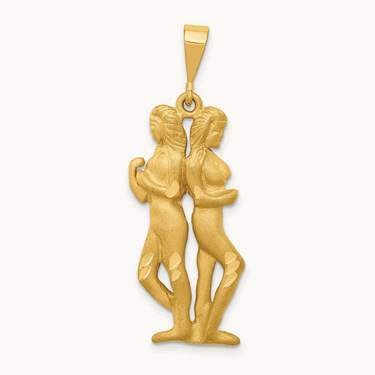 Satin Diamond-cut Gemini Zodiac Charm — photo set