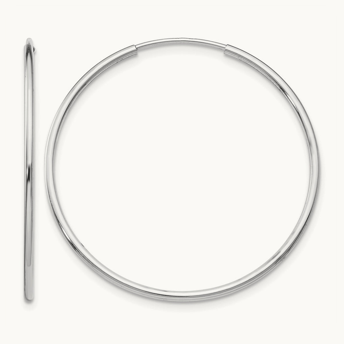 Polished Endless Tube Hoop Earrings, 1.20mm, 14K White Gold
