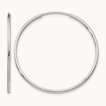 Polished Endless Tube Hoop Earrings, 1.20mm, 14K White Gold