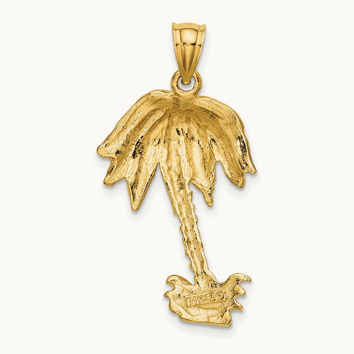 2-D Textured Single Palm Tree Charm — 26.8mm