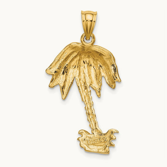 2-D Textured Single Palm Tree Charm — 26.8mm