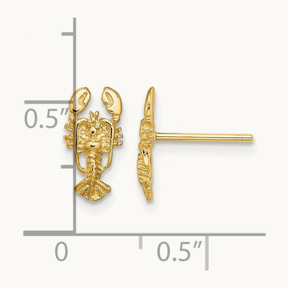 2-D Lobster Post Earrings, 14K