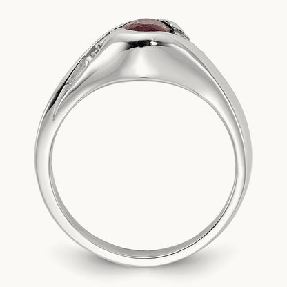 6x4mm Oval Ruby AA Diamond ring, 14K White Gold