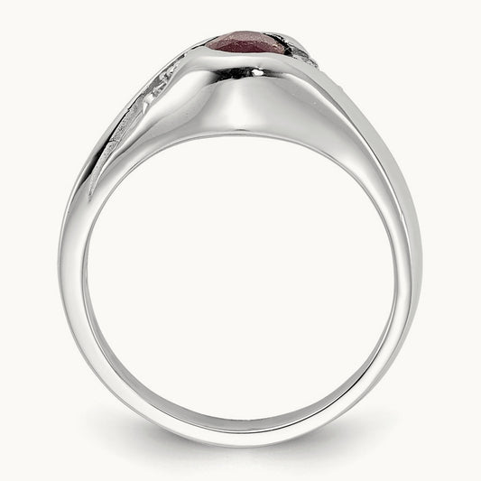 6x4mm Oval Ruby AA Diamond ring, 14K White Gold