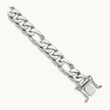 Hand-Polished Figaro Link Chain, 10mm, 14K White Gold