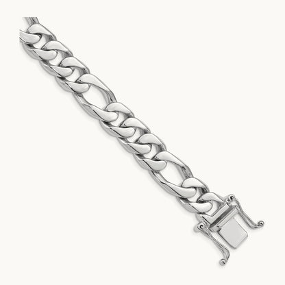 Hand-Polished Figaro Link Chain, 10mm, 14K White Gold