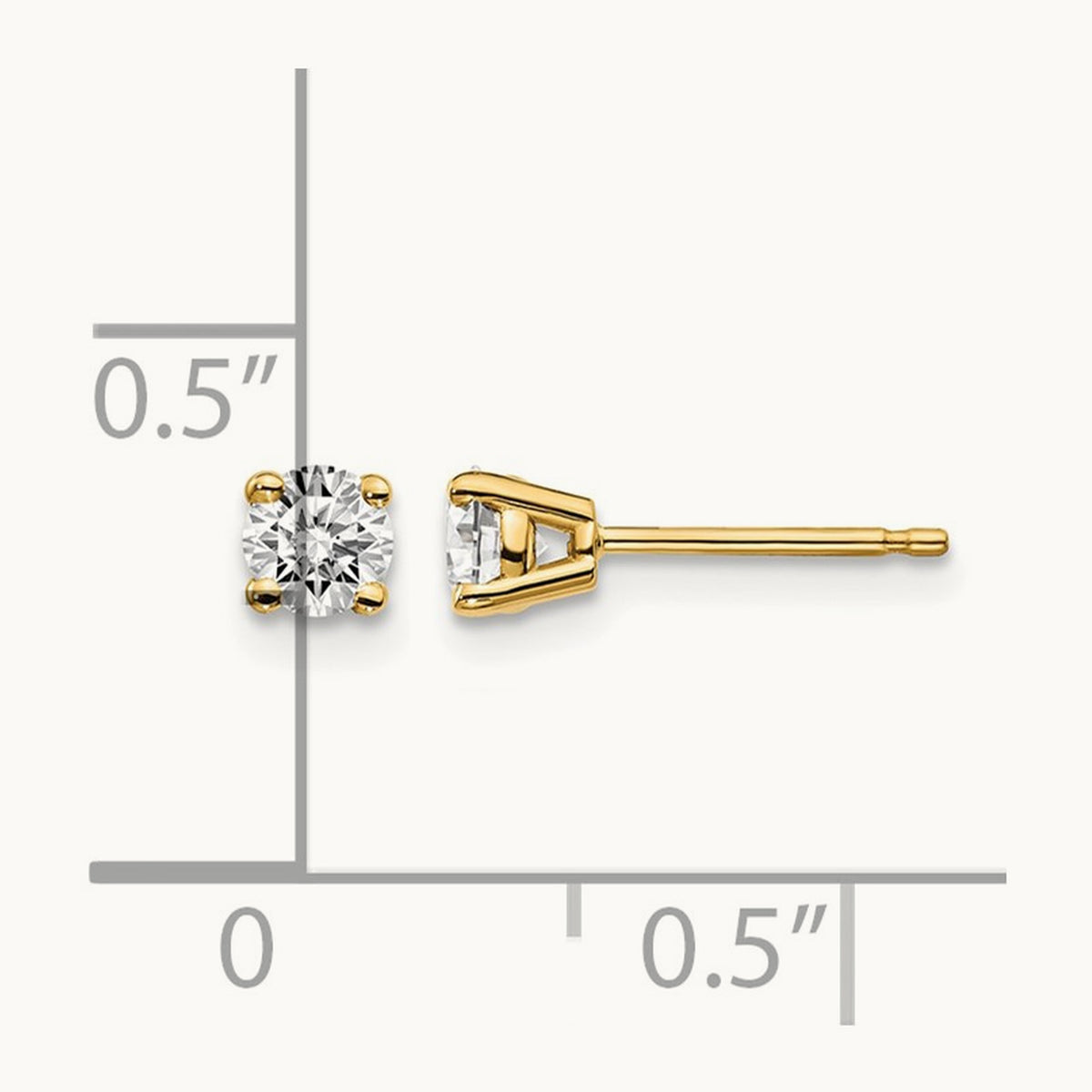 Round Diamond Stud Earrings — 14K Yellow Gold, 0.30 ct tw, I1 J-K · push back