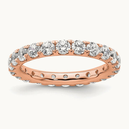 Polished U Shared Prong 2ct Diamond Eternity Band, 14K Gold in 14K Rose Gold