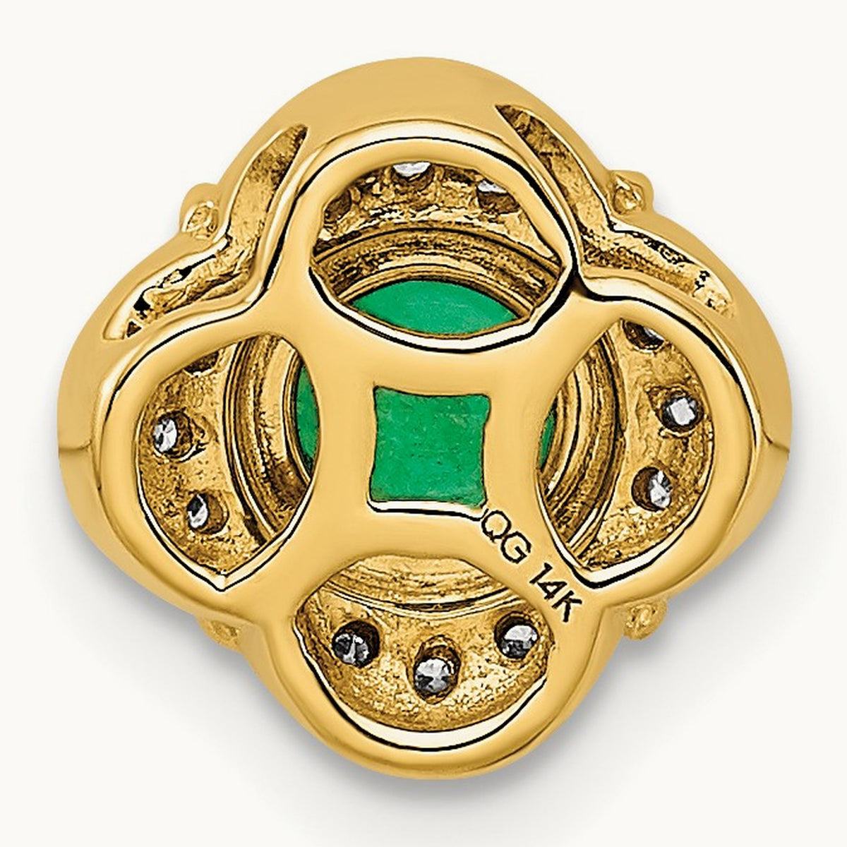 Diamond and .33 Emerald Fancy Chain Slide, 14K