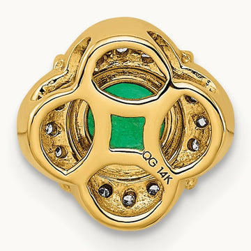 Diamond and .33 Emerald Fancy Chain Slide, 14K