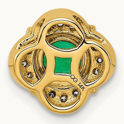 Diamond and .33 Emerald Fancy Chain Slide, 14K
