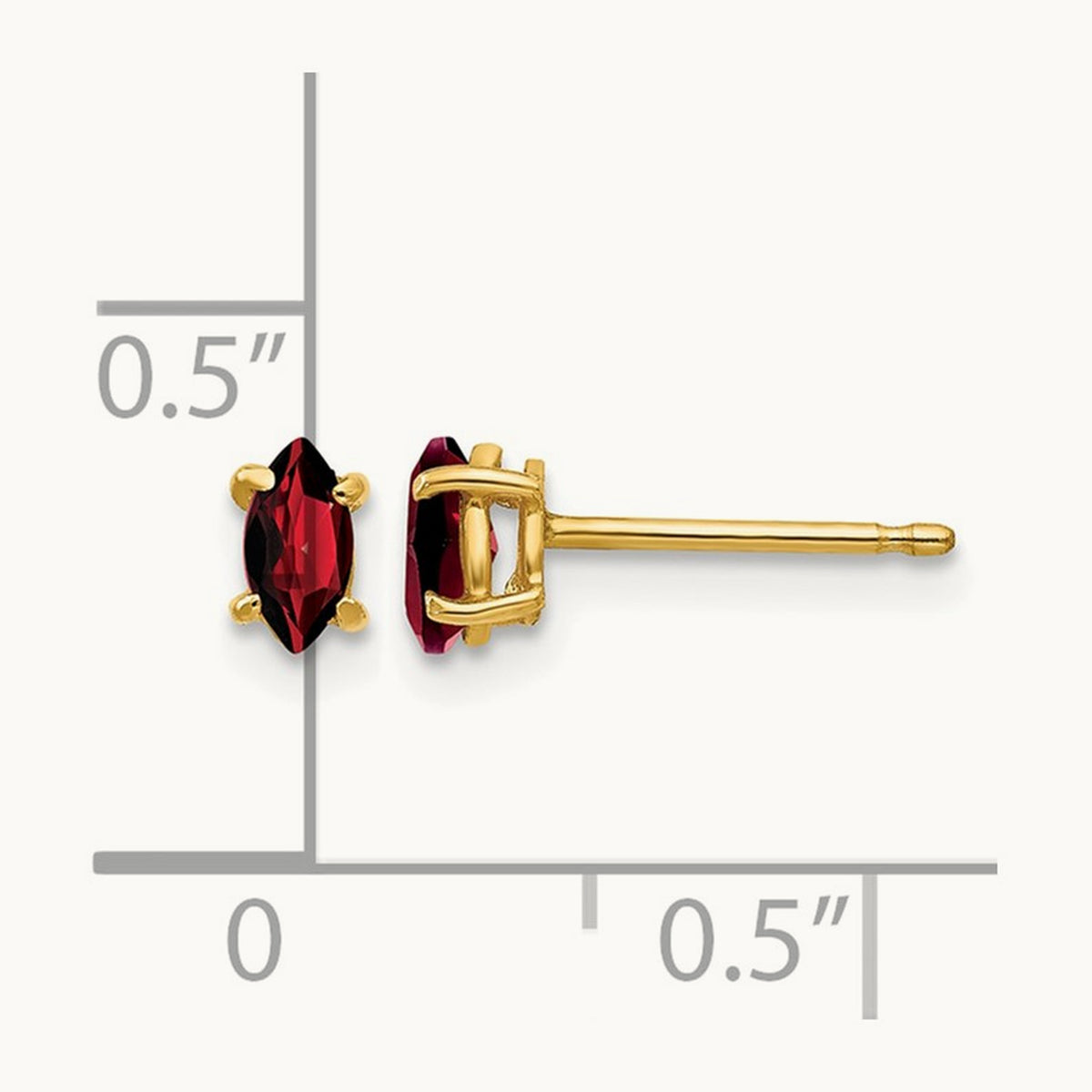 5x2. Marquise Garnet earring, 5mm, 14K