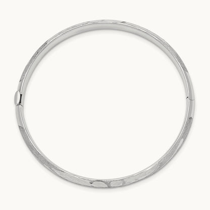 3/16 White Gold Florentine Hinged Baby Bangle, 14K
