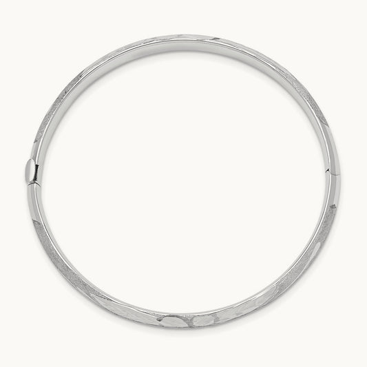3/16 White Gold Florentine Hinged Baby Bangle, 14K