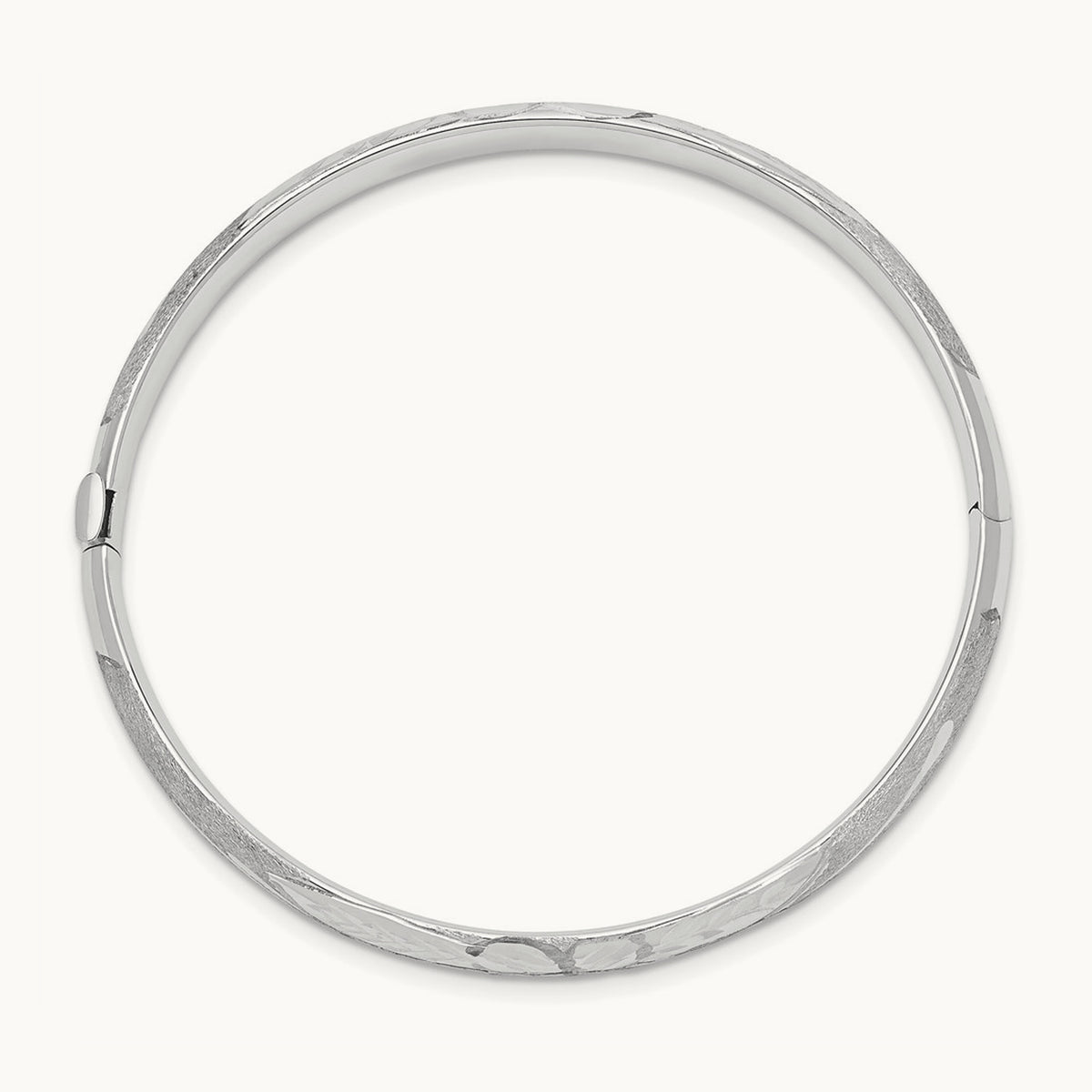 3/16 White Gold Florentine Hinged Baby Bangle, 14K
