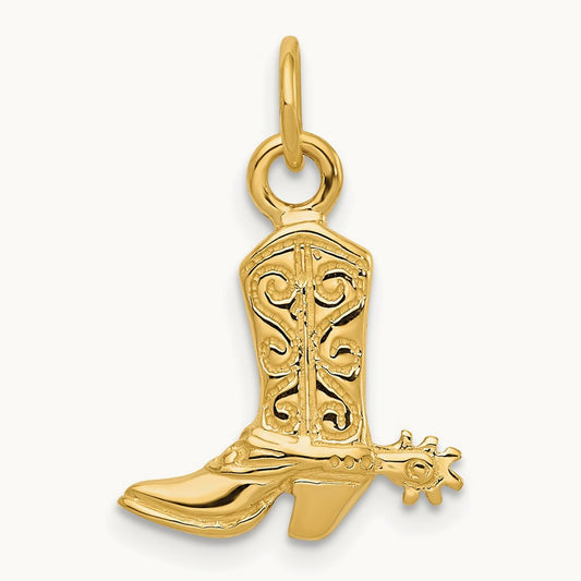 3-D Cowboy Boot Pendant, 14K