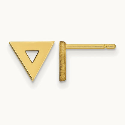 Open Triangle Post Earrings, 14K