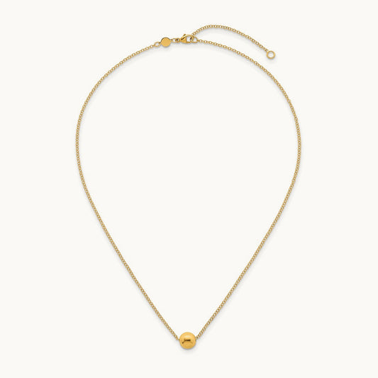 Polished Ball Bead 16in With 2in Ext Necklace, 14K