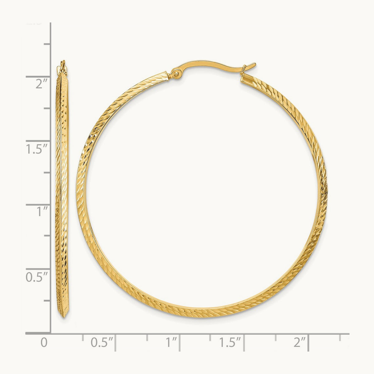 Polished Diamond-Cut Hoop Earrings — 52mm