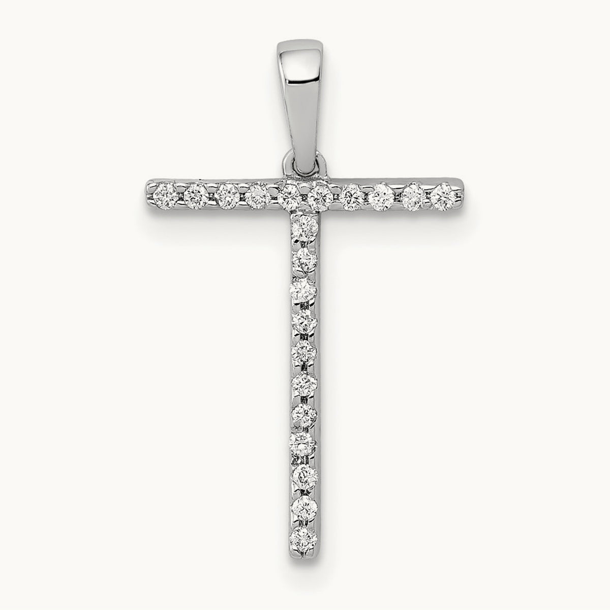 Diamond Letter T Initial Pendant, 14K White Gold